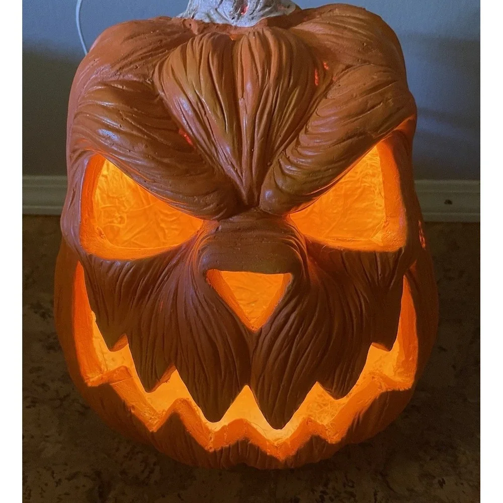 Magic Power Ceramic Electric Lighted Pumpkin Jack O Lantern Halloween Decoration